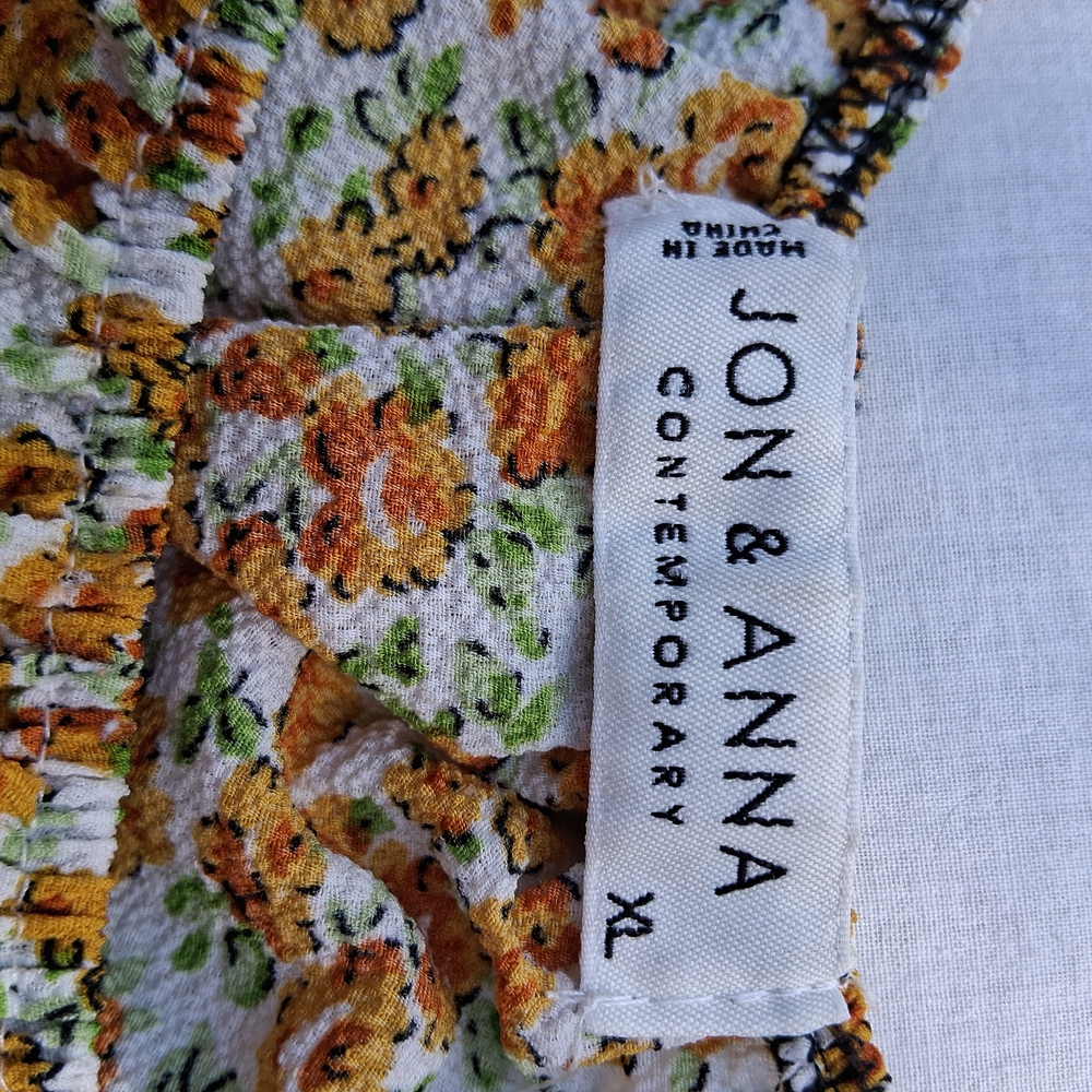 JON & ANNA Floral Smocked Peplum Crop Top XL Boho Cottagecore Blouse - Picture 5 of 10